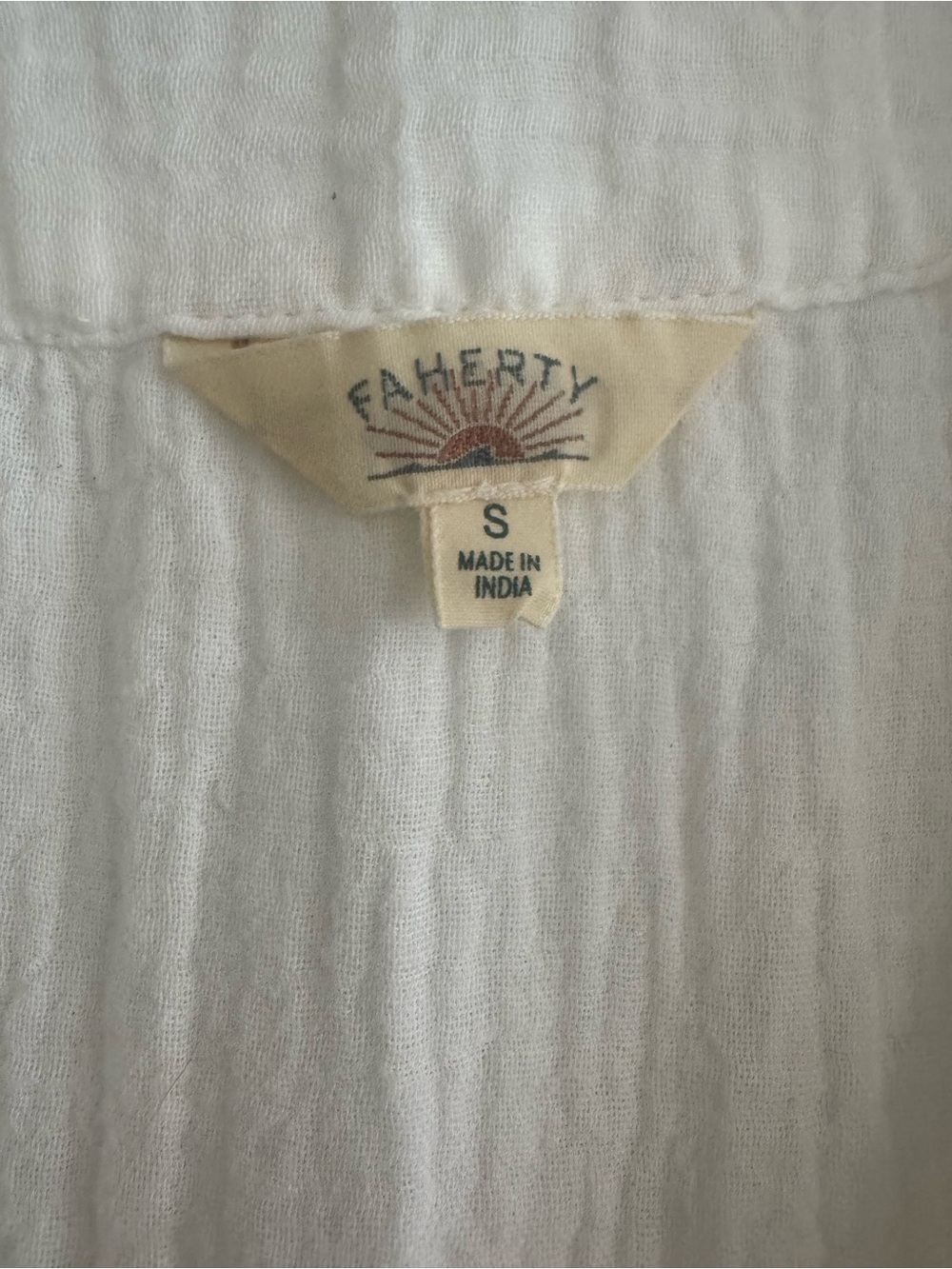 Faherty Dune Organic Cotton Gauze Short Sleeve Popover - White - Picture 6 of 8